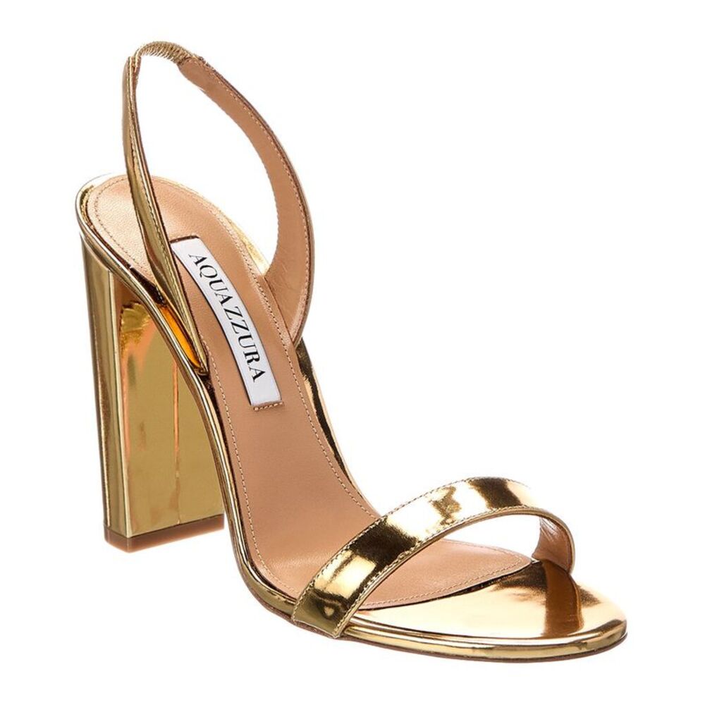 Aquazzura Block 85 Patent Sandal, Gold